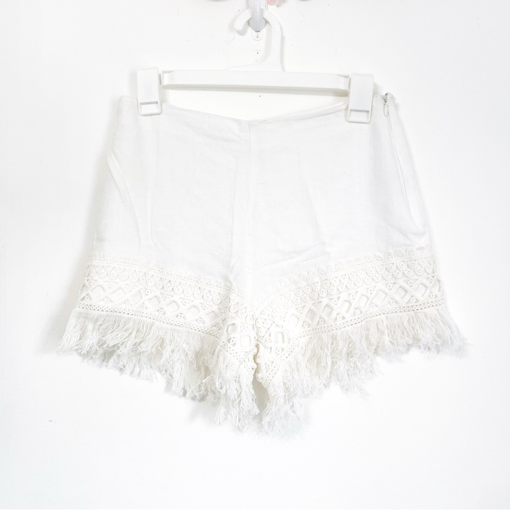 🖤GIANNI BINNI White Lace fringe Trim Women's Shorts